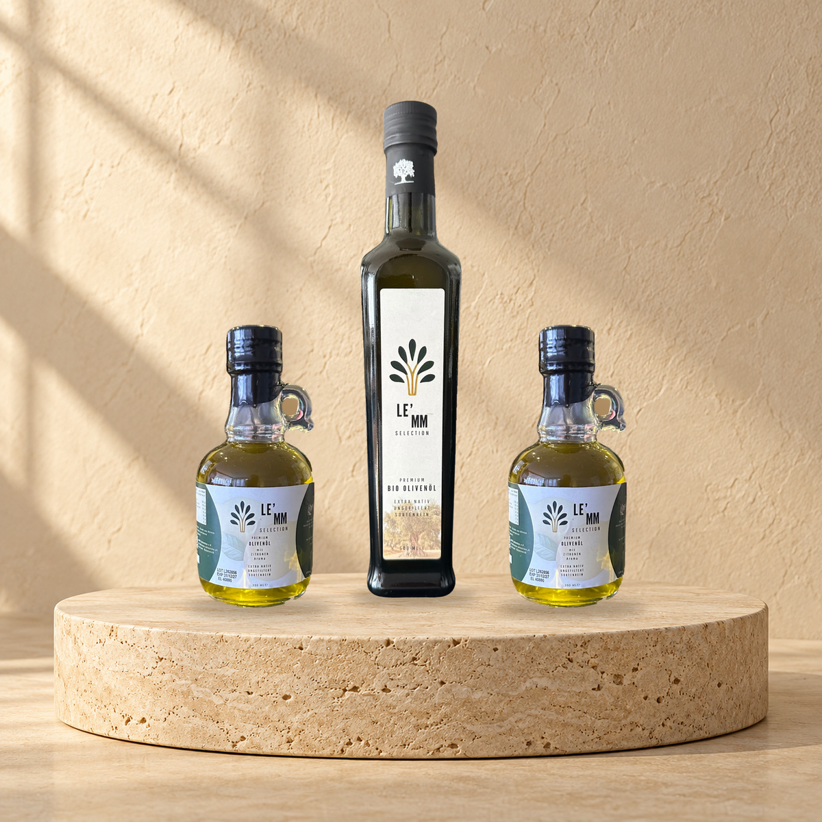 Verkostungs-Trio – Klassik & zweimal Zitrone – Klassik 500 ml und zwei Geschmacksöle à 250 ml